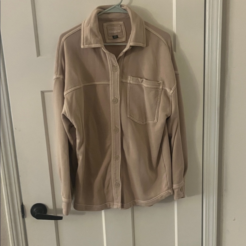 American Eagle Outfitters Taupe Utility Button-Front Jacket